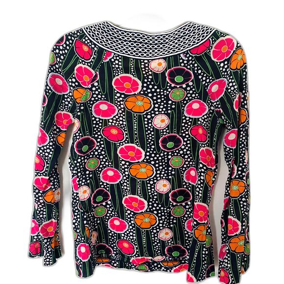 Tory Burch Embroidered Floral Cotton Lightweight Mod Tunic Top Blouse Sz 2 - Picture 2 of 5
